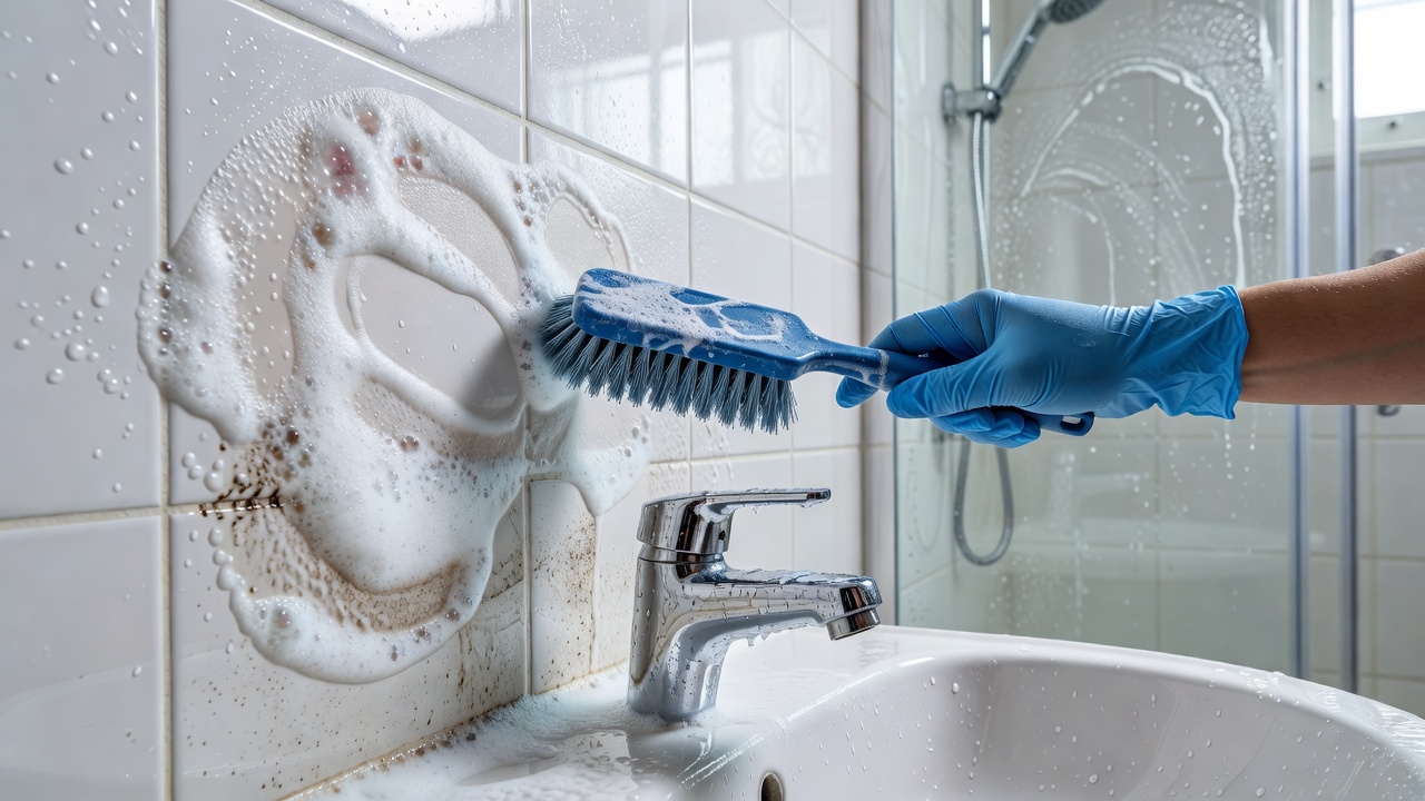 Bathroom deep cleaning fixtures and tiles