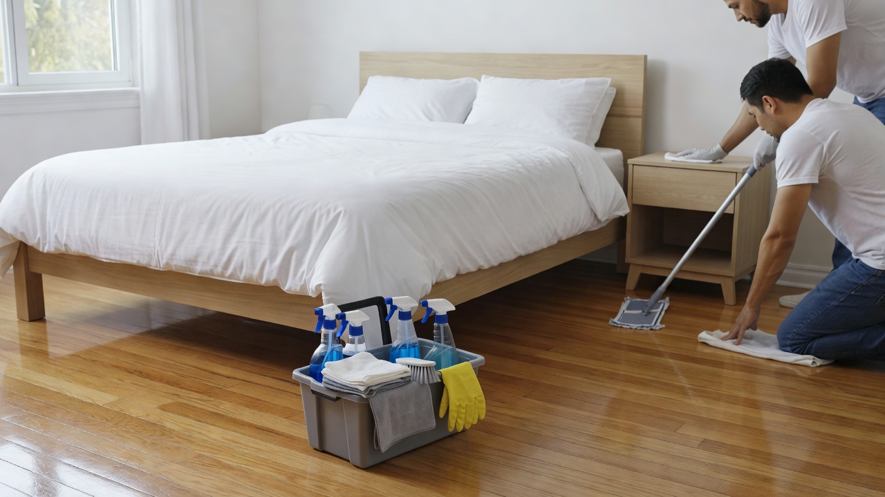 Bedroom deep cleaning surfaces and floors