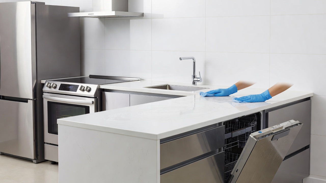Kitchen deep cleaning surfaces and appliances