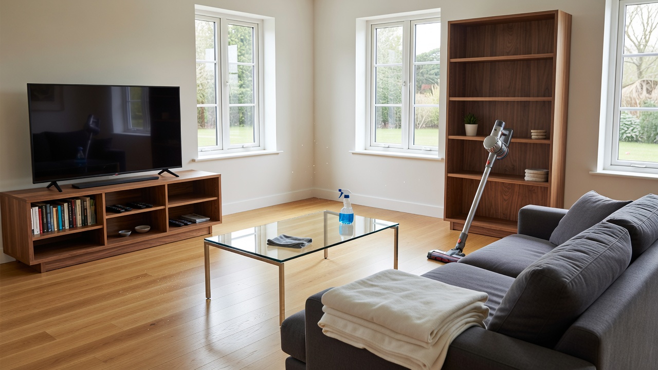 Living room cleaning detailed space