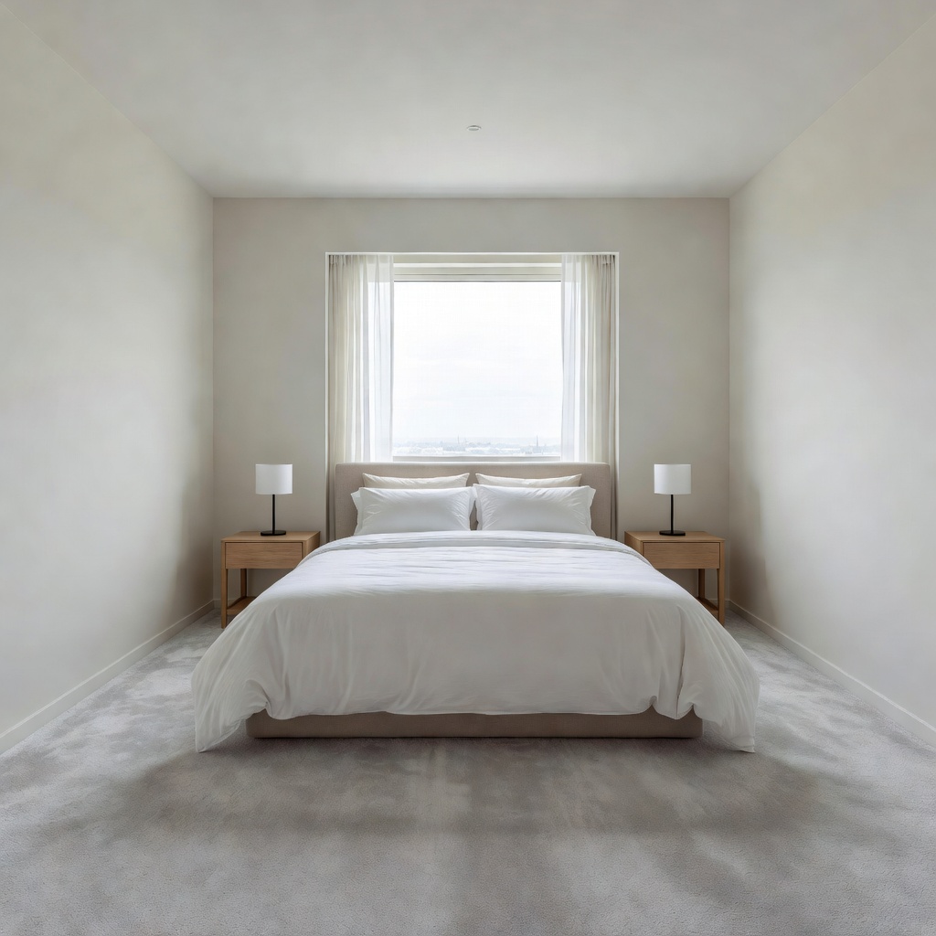 Neatly arranged clean bedroom interior